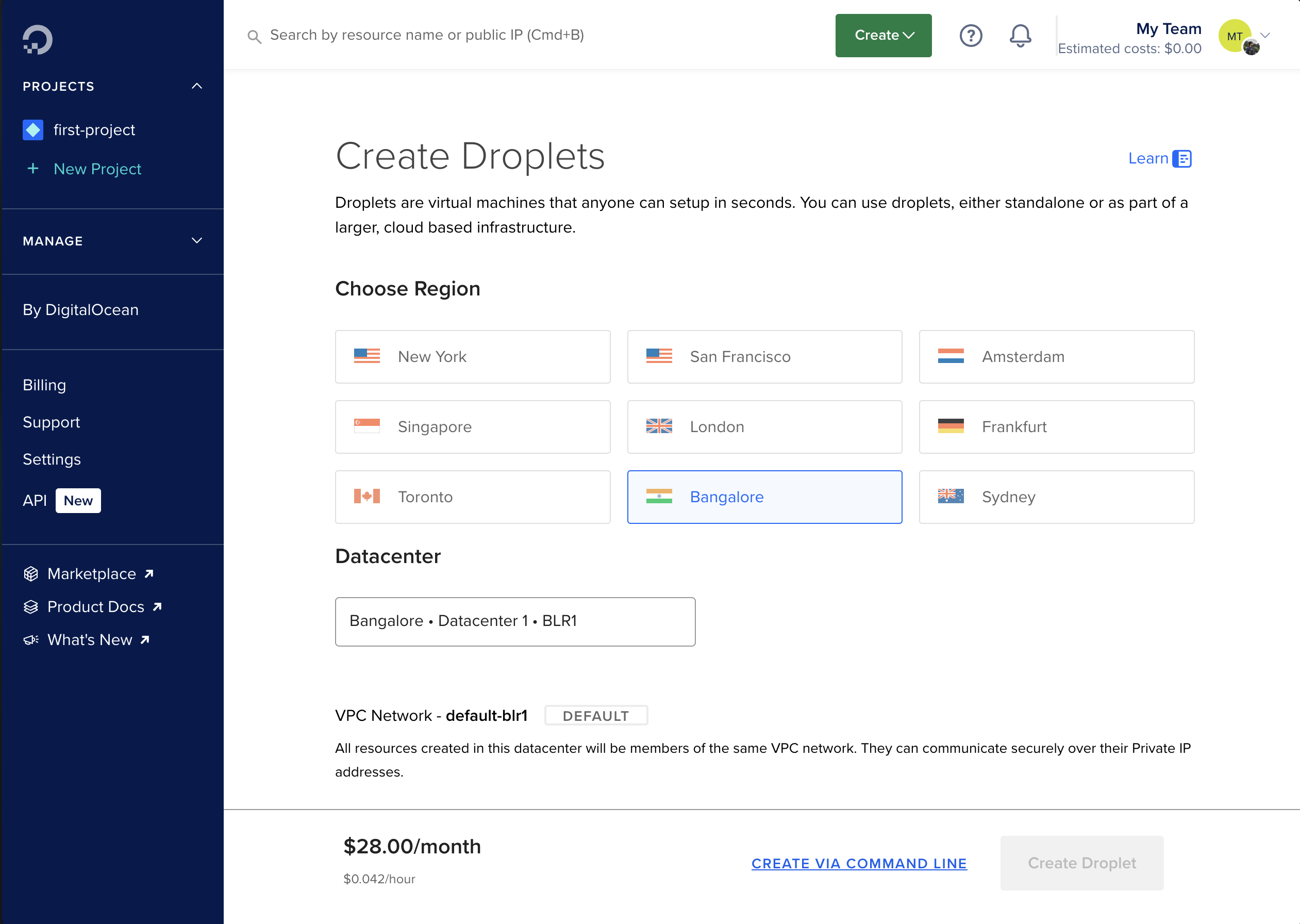 Create Droplet